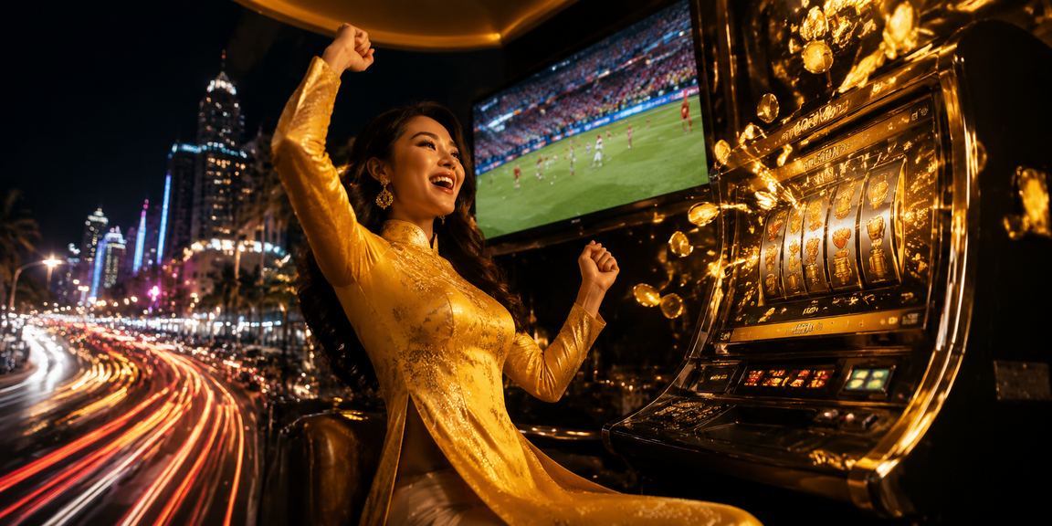 Người dùng tại Đà Nẵng chơi slot game trực tuyến trong trang phục áo dài truyền thống