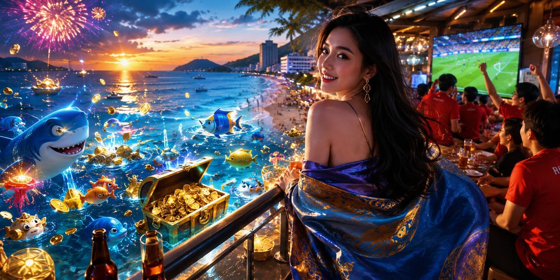 Người dùng tại bãi biển Vũng Tàu xem kèo cược và theo dõi kết quả thể thao trên điện thoại